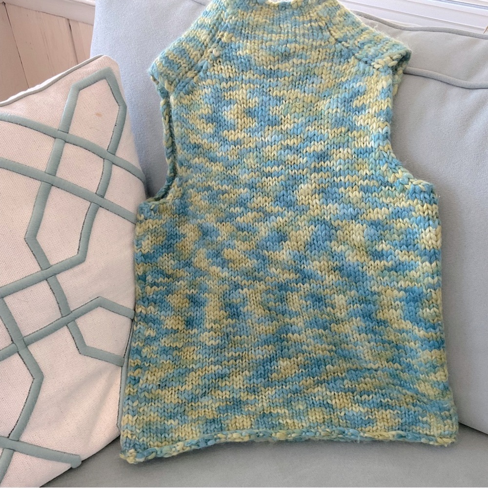 Banana Republic Blue and Yellow Knit Crop Top